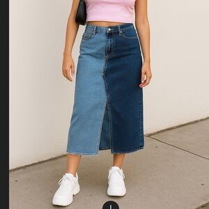 Vintage 90s Starwear Jean Color Block Midi